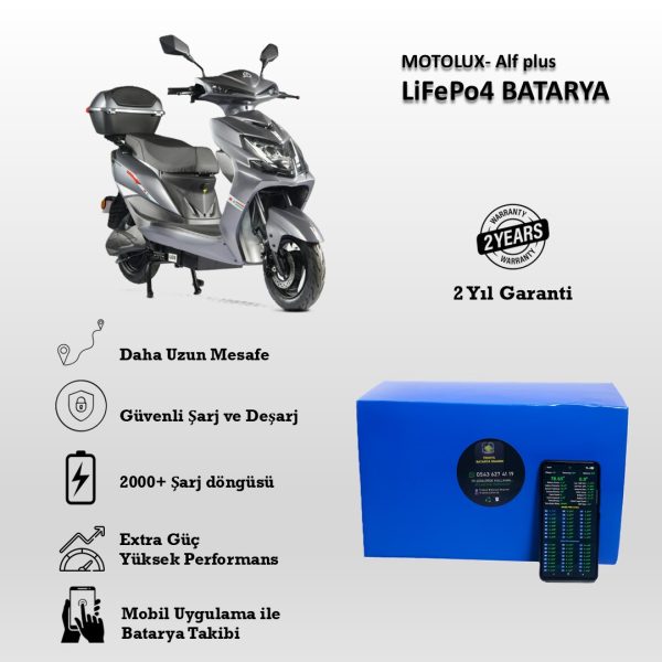 Motolux Alf Plus Uyumlu 60V 24Ah LiFePO4 Batarya