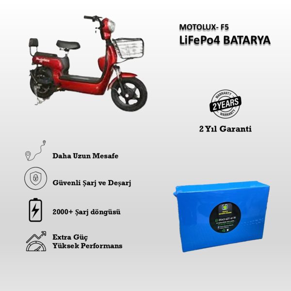 Motolux F5 Uyumlu 48V 18Ah LiFePO4 Batarya