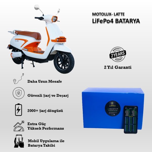 Motolux Latte Uyumlu 72V 24Ah LiFePO4 Batarya