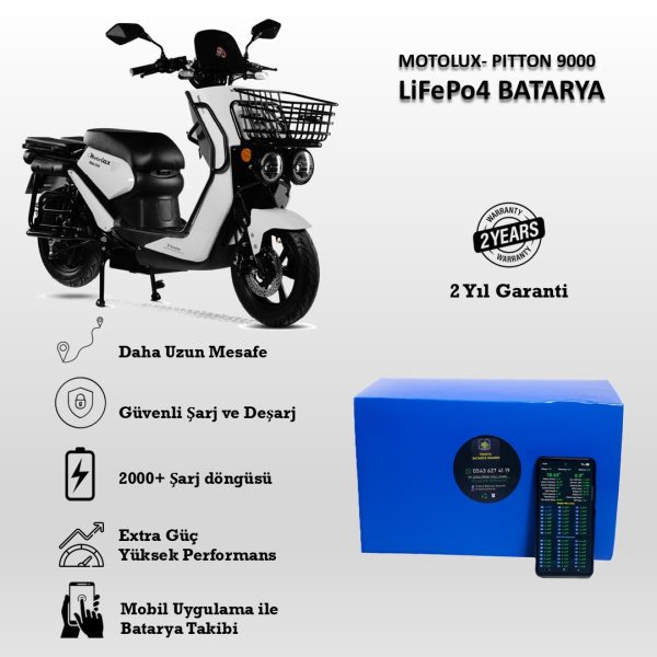 Motolux Pitton 9000 Uyumlu 72V 24Ah LiFePO4 Batarya