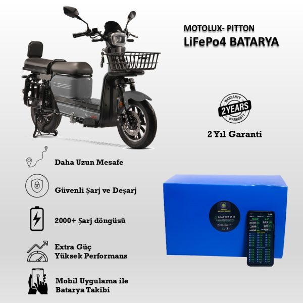 Motolux Pitton Uyumlu 72V 24Ah LiFePO4 Batarya