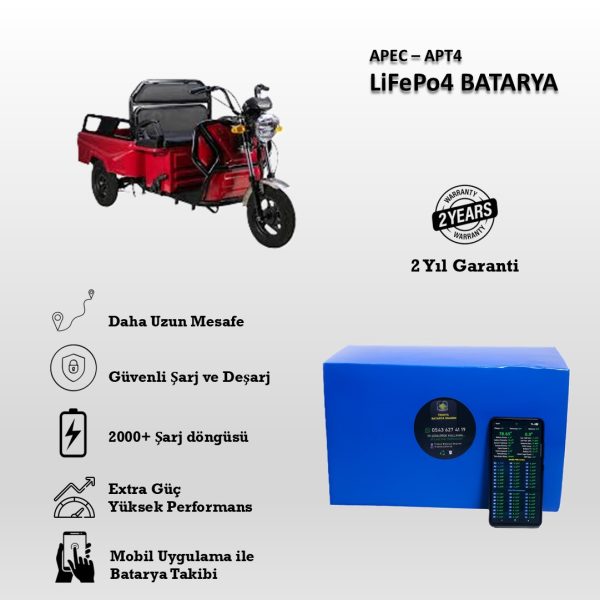 Apec- APT4 Uyumlu LiFePO4 Batarya 60V 24Ah