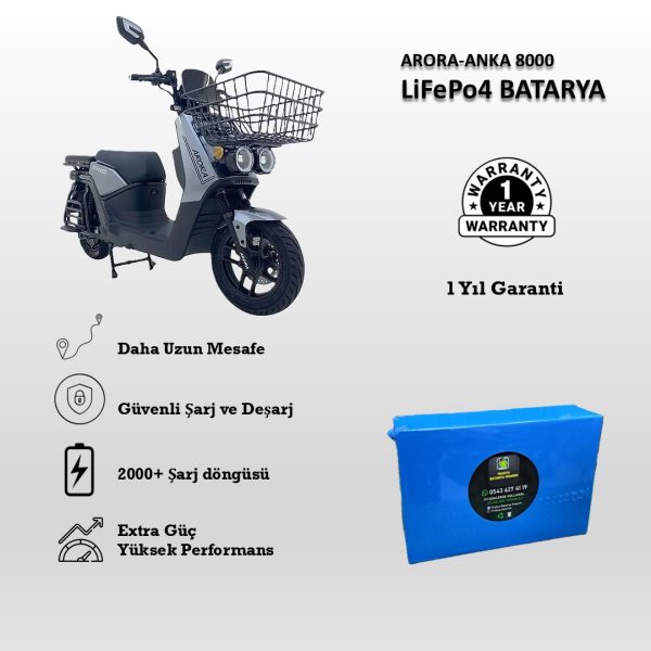 Arora-Anka 8000 Uyumlu 72V 30Ah LiFePO4 Batarya