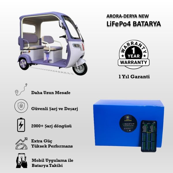 Arora- Derya New Uyumlu LiFePO4 Batarya 72V 36Ah