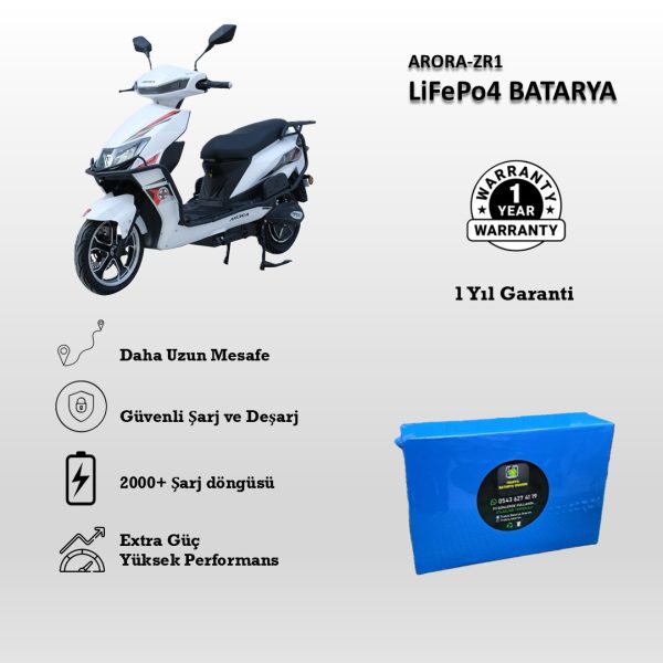Arora-ZR1 Uyumlu 72V 24Ah LiFePO4 Batarya