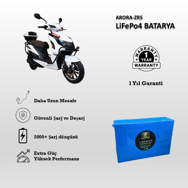 Arora-ZR5 Uyumlu 72V 30Ah LiFePO4 Batarya