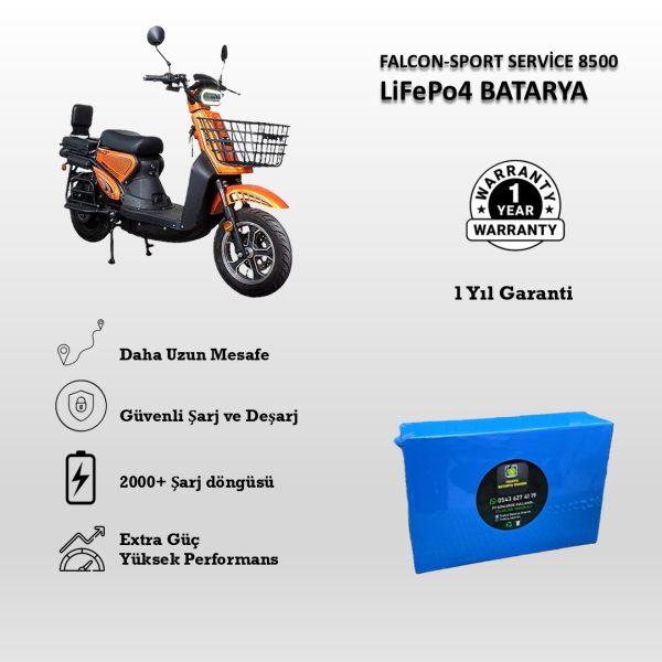 Falcon-Sport Service 8500 Uyumlu 72V 30Ah LiFePO4 Batarya