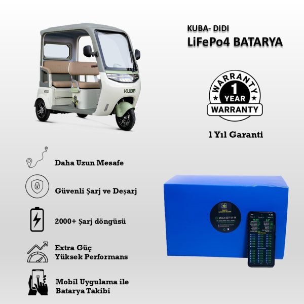 Kuba- Dıdı Uyumlu LiFePO4 Batarya 72V 45Ah