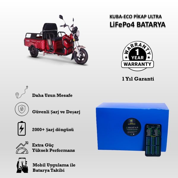 Kuba- Eco Pikap Ultra Uyumlu LiFePO4 Batarya 72V 30Ah