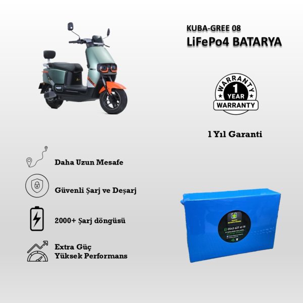 Kuba-Gree 08 Uyumlu 72V 30Ah LiFePO4 Batarya