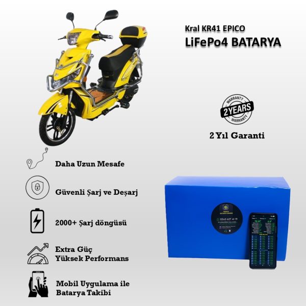 Kral-KR-41 Epıco Uyumlu 60V 24Ah LiFePO4 Batarya