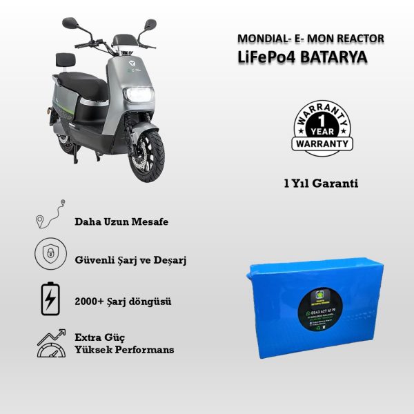 Mondial-E Mon Reactor Uyumlu 72V 30Ah LiFePO4 Batarya