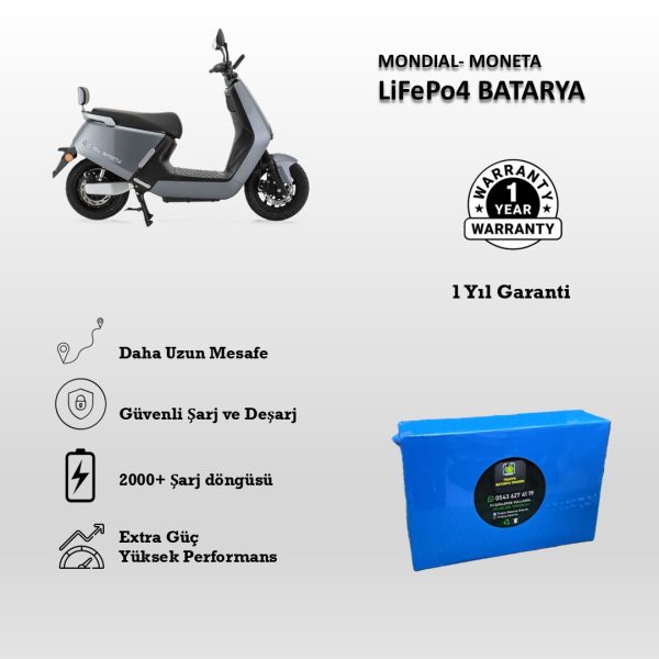 Mondial-Moneta Uyumlu 72V 36Ah LiFePO4 Batarya