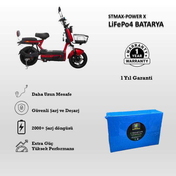 Stmax-Power X Uyumlu 72V 24Ah LiFePO4 Batarya