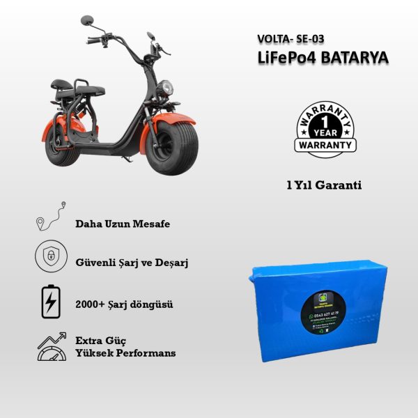 Volta-SE-03 Uyumlu 60V 18Ah LiFePO4 Batarya