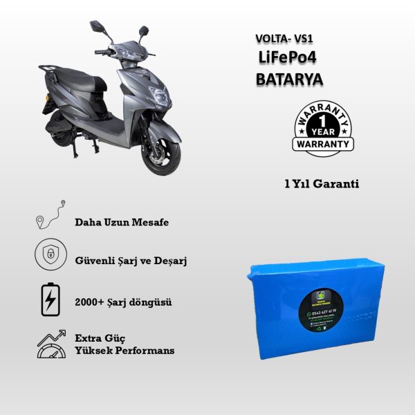 Volta-VS1 Uyumlu 72V 24Ah LiFePO4 Batarya