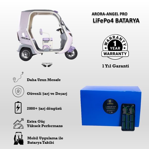 Arora- Angel Pro Uyumlu LiFePO4 Batarya 72V 24Ah