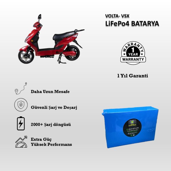 Volta-VSX Uyumlu 48V 18Ah LiFePO4 Batarya