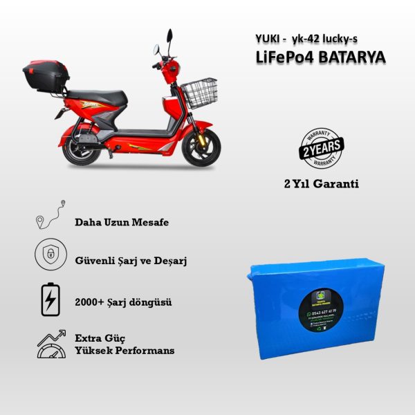 Yuki Yk-42 Lucky-S Uyumlu 48V 18Ah LiFePO4 Batarya