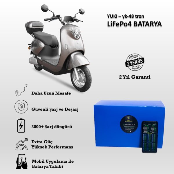 Yuki Yk-48 Tron Uyumlu 72V 24Ah LiFePO4 Batarya