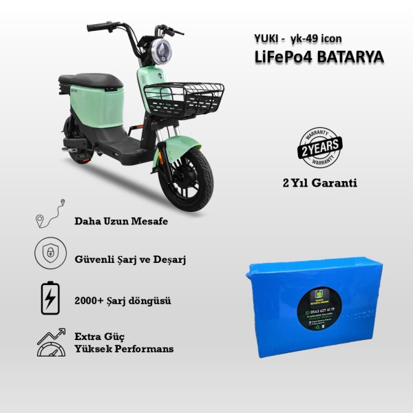 Yuki Yk-49 İcon Uyumlu 48V 24Ah LiFePO4 Batarya