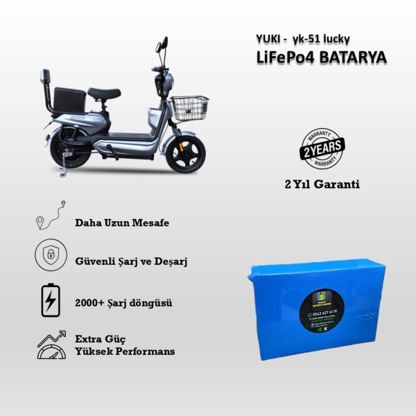 Yuki Yk-51 Lucky Uyumlu 48V 18Ah LiFePO4 Batarya