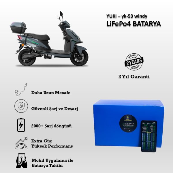 Yuki Yk-53 Windy Uyumlu 72V 24Ah LiFePO4 Batarya