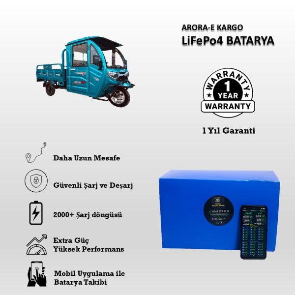 Arora- E Kargo Uyumlu LiFePO4 Batarya 72V 60Ah