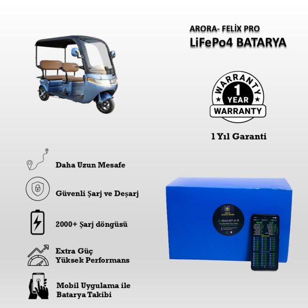 Arora- Felix Pro Uyumlu LiFePO4 Batarya 72V 30Ah