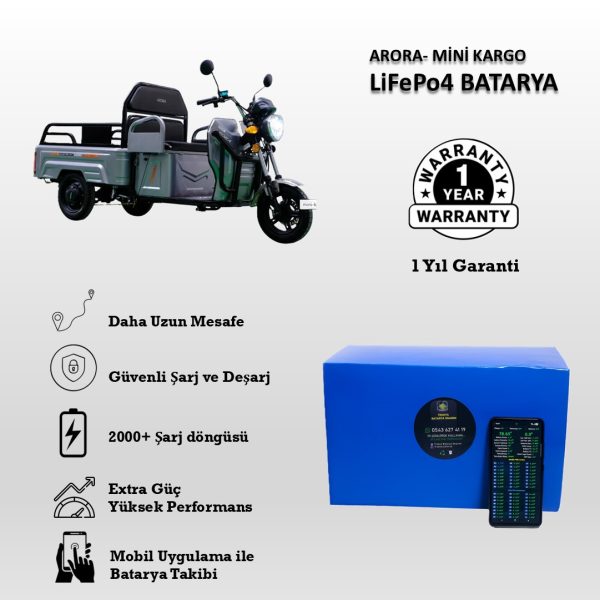 Arora- Mini Kargo Uyumlu LiFePO4 Batarya 72V 24Ah