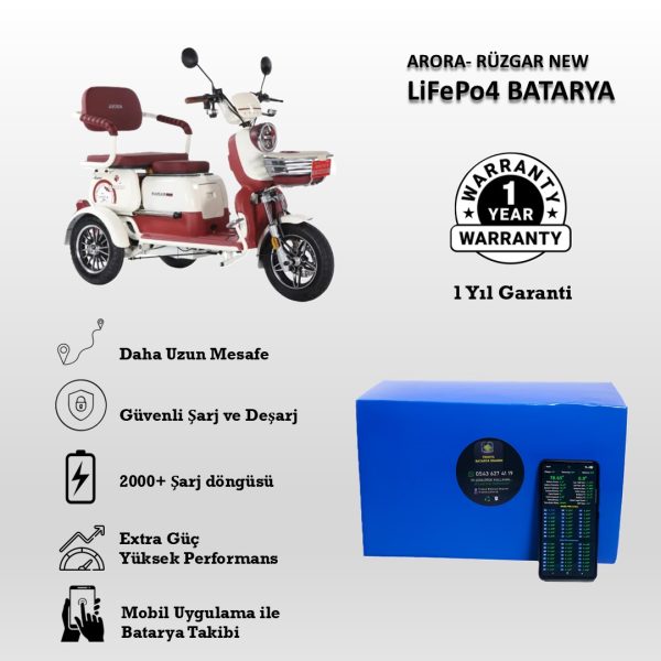 Arora-Rüzgar New Uyumlu LiFePO4 Batarya 60V 24Ah