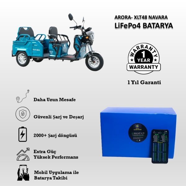 Arora-XLT48 Navara Uyumlu LiFePO4 Batarya 72V 24Ah