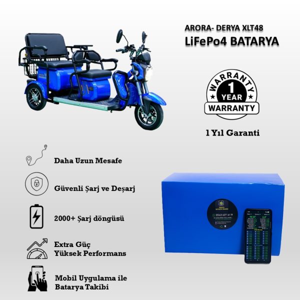 Arora- Derya XLT48 Uyumlu LiFePO4 Batarya 72V 30Ah