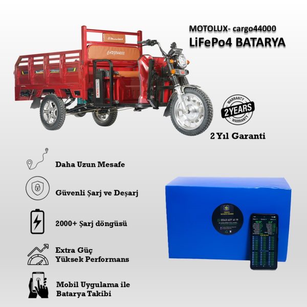 Motolux-Cargo 44000 Uyumlu LiFePO4 Batarya 72V 42Ah