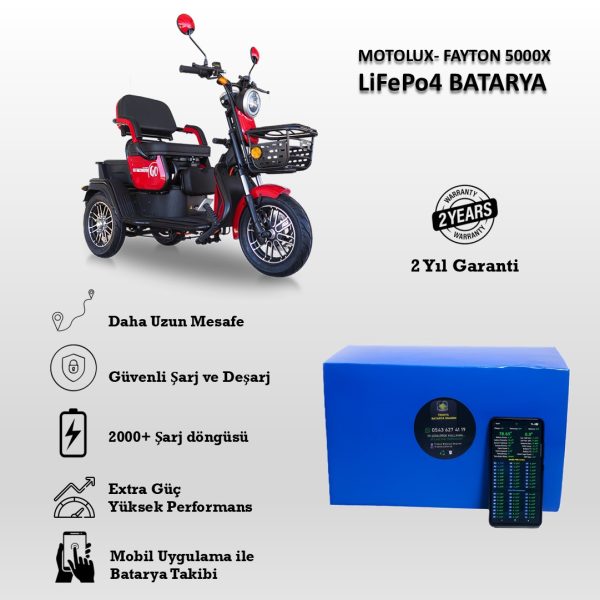 Motolux-Fayton 5000 X Uyumlu LiFePO4 Batarya 60V 24Ah