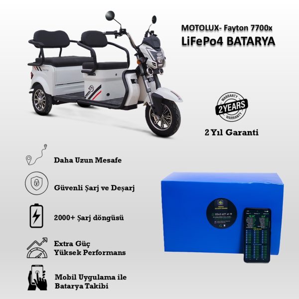 Motolux-Fayton 7700 X Uyumlu LiFePO4 Batarya 60V 30Ah