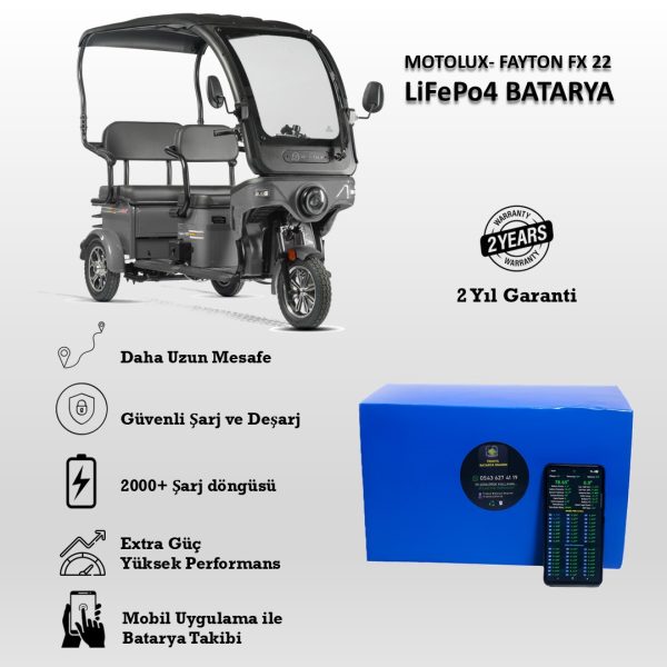 Motolux-Fayton FX 22 Uyumlu LiFePO4 Batarya 60V 30Ah