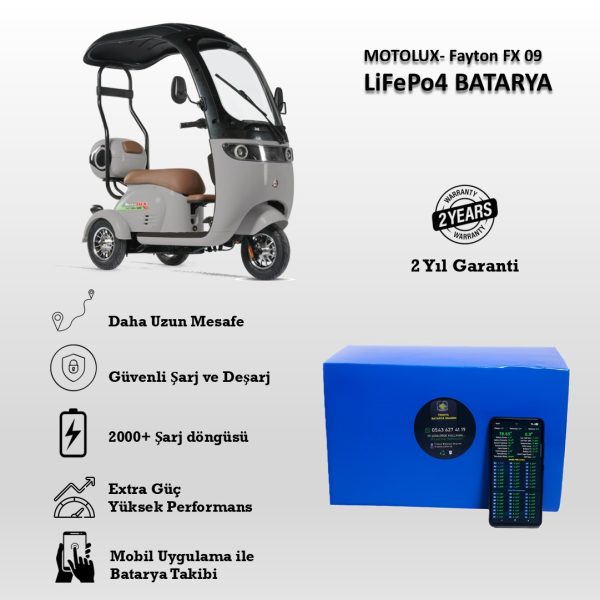 Motolux-Fayton FX 09 Uyumlu LiFePO4 Batarya 60V 24Ah