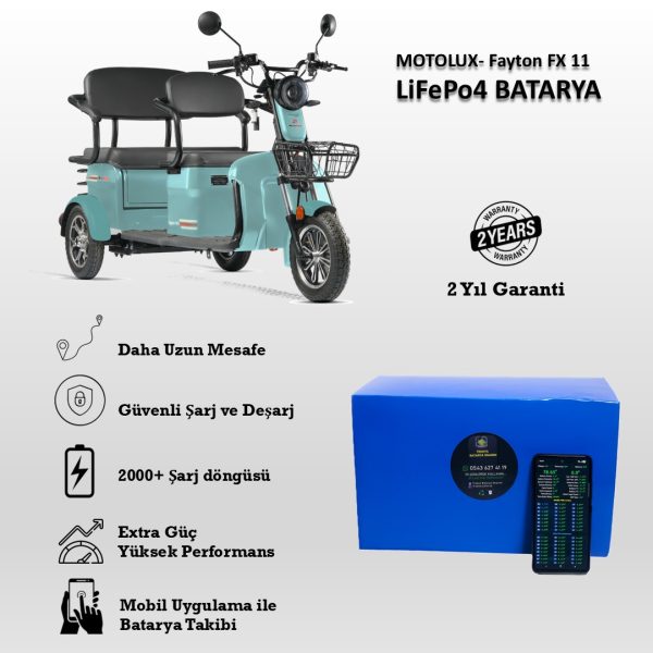 Motolux-Fayton FX 11 Uyumlu LiFePO4 Batarya 60V 30Ah