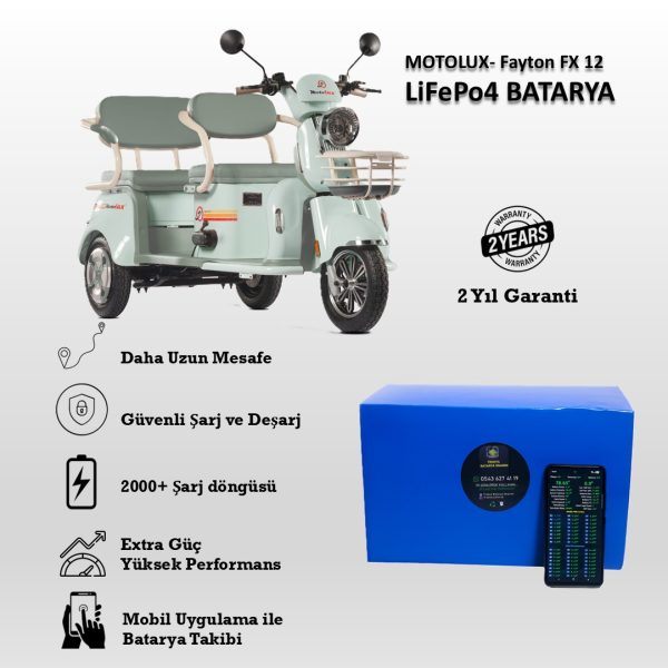 Motolux-Fayton FX 12 Uyumlu LiFePO4 Batarya 60V 30Ah