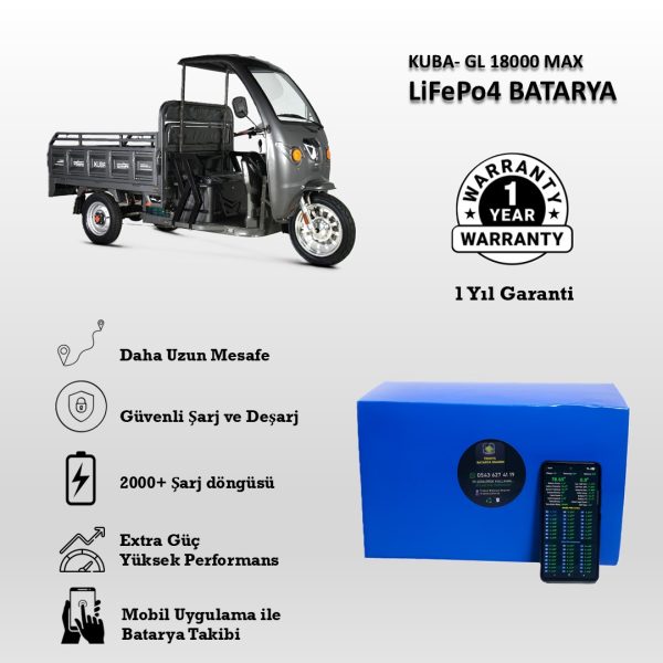 Kuba-GL 18000 Max Uyumlu LiFePO4 Batarya 72V 42Ah
