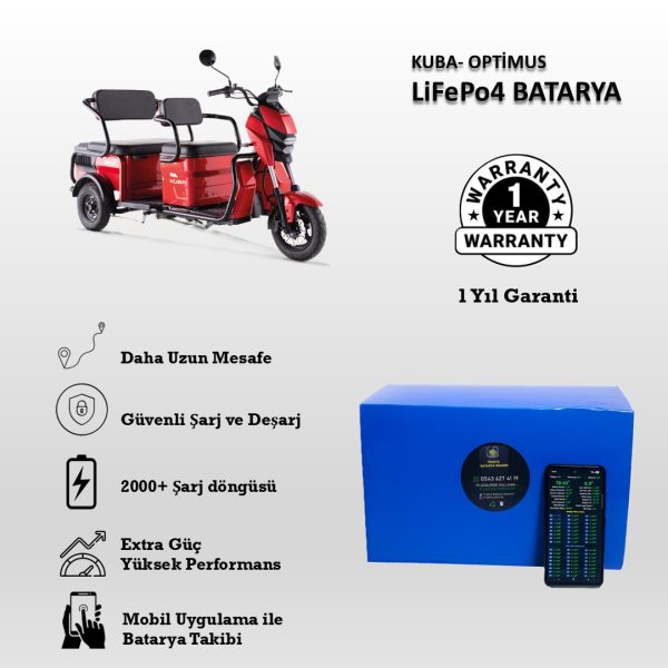 Kuba-Optimus Uyumlu LiFePO4 Batarya 72V 30Ah