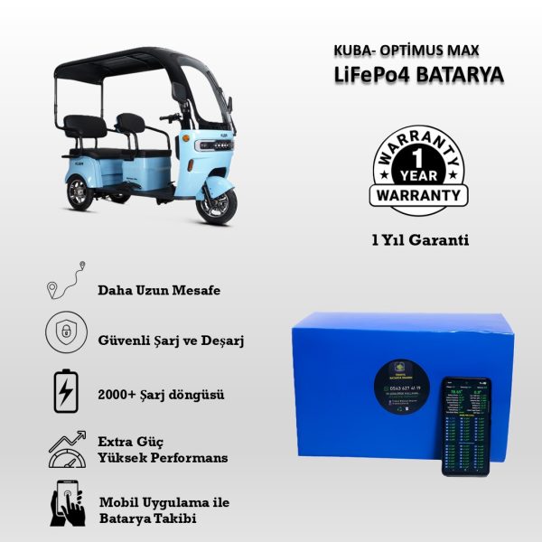 Kuba-Optimus Max Uyumlu LiFePO4 Batarya 72V 30Ah