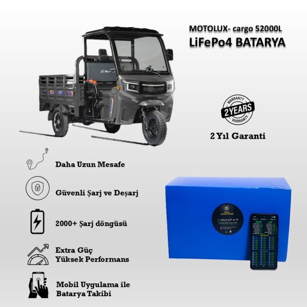 Motolux-Cargo 52000 L Uyumlu LiFePO4 Batarya 72V 60Ah