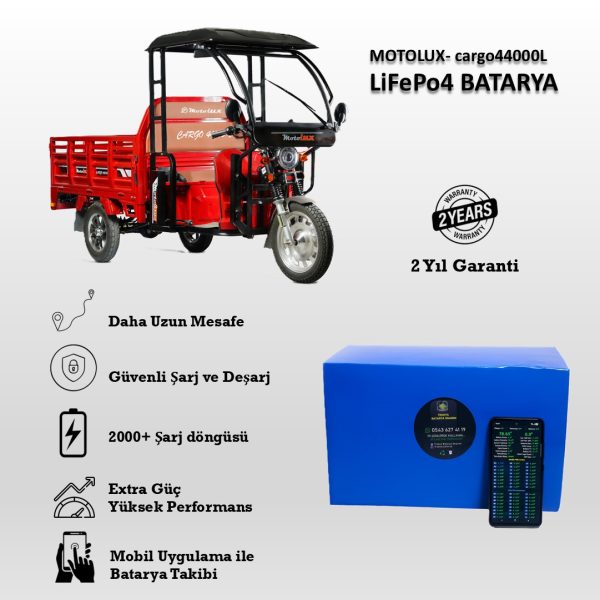 Motolux-Cargo 44000 L Uyumlu LiFePO4 Batarya 72V 42Ah