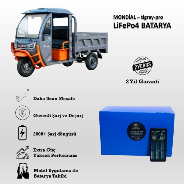 Mondial-Tigray Pro Uyumlu LiFePO4 Batarya 72V 60Ah